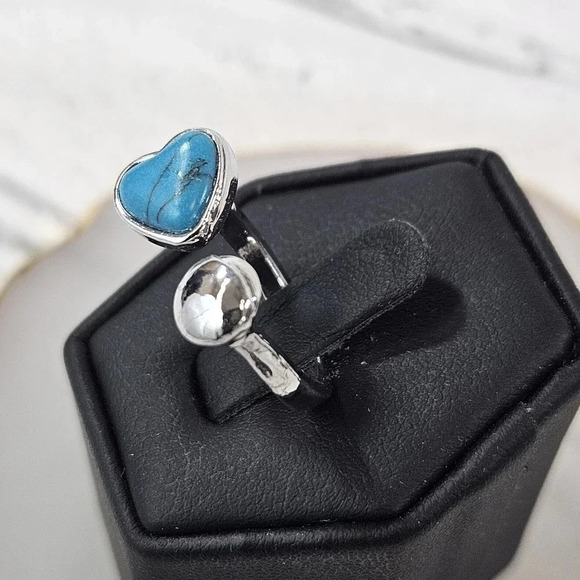 Blue River Heart Adjustable Fashion Ring A57 - Picture 2 of 6
